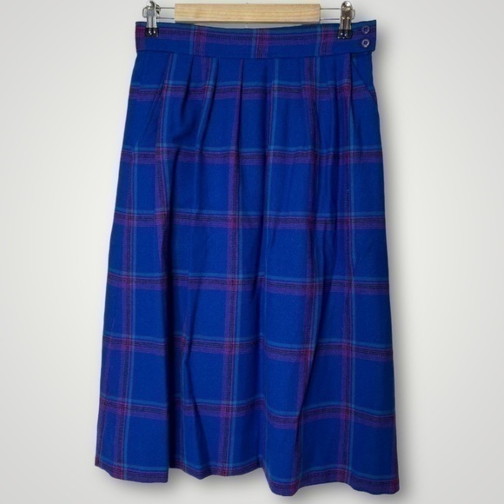 Pendleton Blue and Purple Plaid Wool Skirt